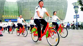 公共自行車站點遍布聊城城區